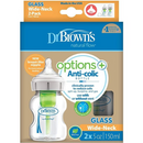 Dr. Brown s Options+ Wide-Neck Anti-Colic Glass Baby Bottle - 5oz - 2pk