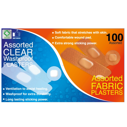 A&E ASSORTED CLEAR WASH-PROOF & FABRIC PLASTERS