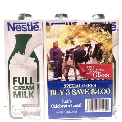 Nestle Reconstituted Full Cream Milk 1L - 3's
