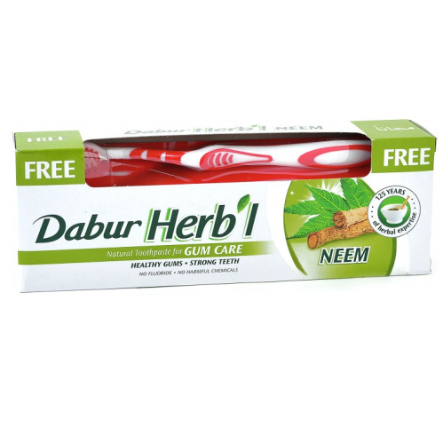 Dabur Herbal Natural Neem Toothpaste With Free Toothbrush 150g