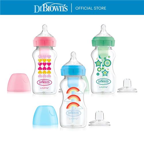 Dr Brown's Options+ Wide Neck Anti-Colic Sippy Bottle Starter Kit 9oz