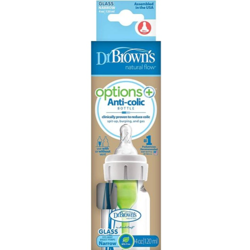 Dr Brown Options +Glass Bottle Narrow-Neck 4oz/120ml