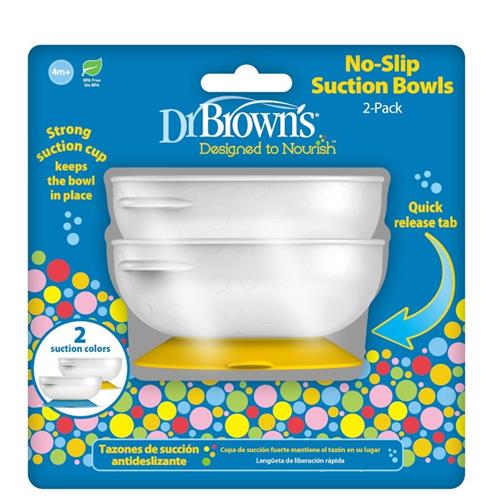 Dr Brown's No-Slip Suction Bowl, 2-Pack