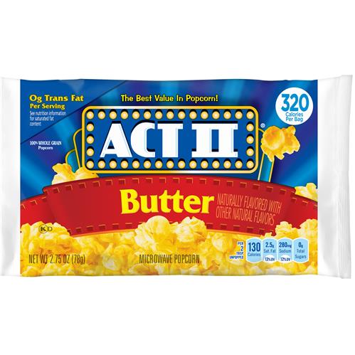Act II Butter Microwavable Popcorn Single Packs, 2.75 OZ