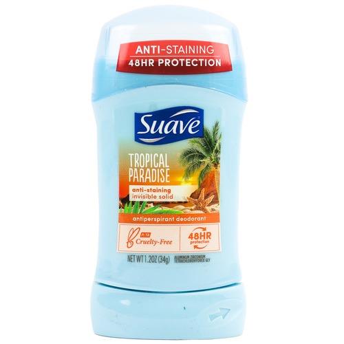 Suave Anti-Staining Invisible Solid Antiperspirant Deodorant, Tropical Paradise 34g