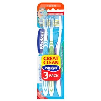 Wisdom Regular Fresh Medium 3 Pack Toothbrush