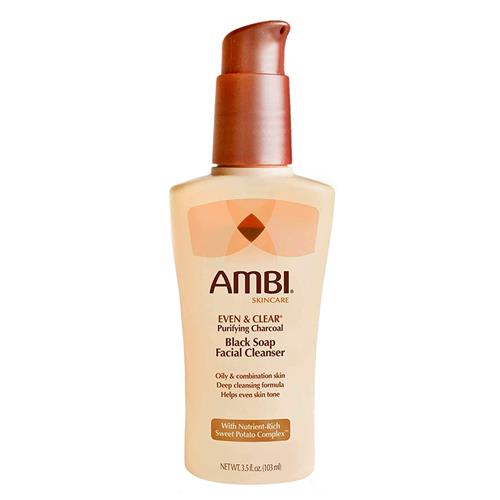 Ambi Even & Clear Purifying Charcoal Black Soap Facial Cleanser With Nutrient Rich Sweet Potato Complex 3.5 Ounce