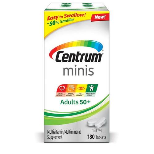 Centrum Minis Adults 50 plus Multivitamin and Multiminerals Supplement Tablets, 180 Count