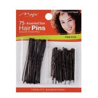 Magic Collection Assorted Size Hair Pins With Ball Tip Black 75pcs