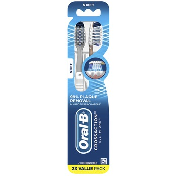 Oral-B Cross Action All In One Manual Toothbrush, Soft 2 Pack