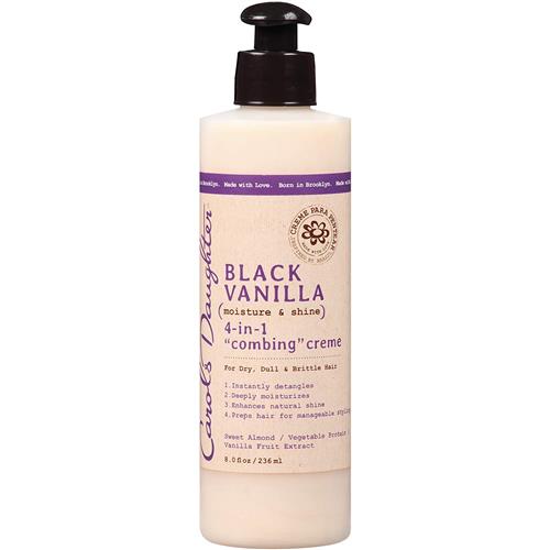 Carol's Daughter Black Vanilla Moisture and Shine 4-in-1 Combing Creme, With Sweet Almond Oil and Vanilla Fruit Extract, Hair Detangler, 8 fl oz