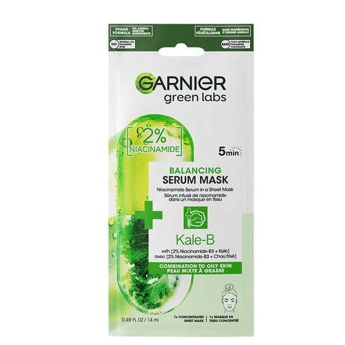 Garnier Green Labs Kale-B Balancing Serum Mask 5 Minute Sheet Mask with Niacinamide + Kale 14ml