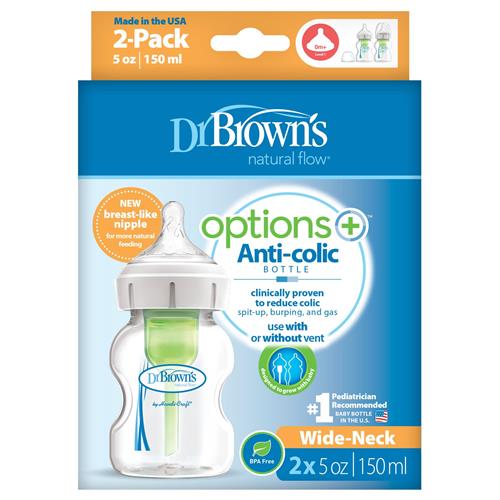 Dr Browns Options Wide Neck Anti-Colic Baby Bottle 2-Pack 150ml
