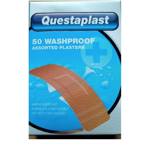 Questaplast Assorted Plasters 50 Fabric Clear Neon Washproof