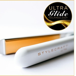 StyleCraft Professional Ultra Straightening Iron, White, 1"