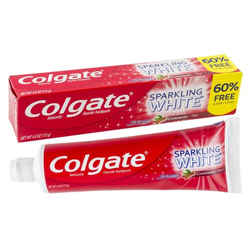 Colgate Anti cavity Fluoride Toothpaste Sparkling White Cinnamon 4 oz