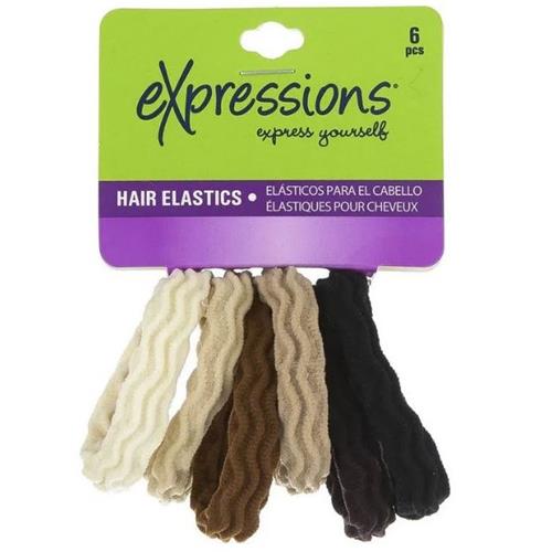 Expressions 6Pc Waved Ponytail Elastics