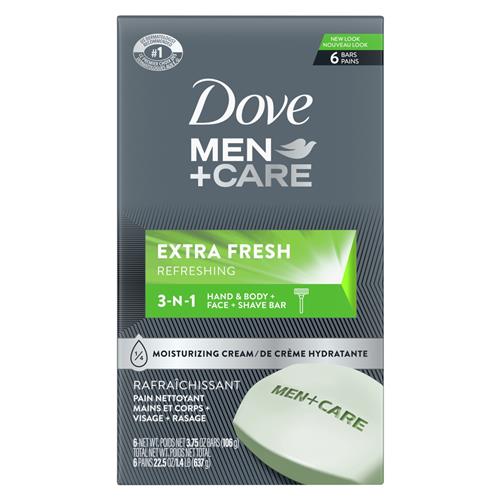 Dove Men+Care Body and Face Bar Extra Fresh 4 oz, 6 Bar