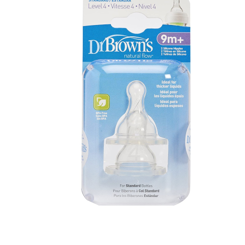 DR BROWN'S LEVEL 4 SILICONE NIPPLES 2PK - 9M+