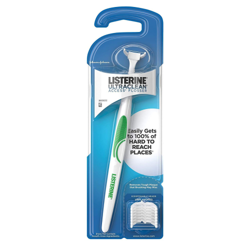 Listerine Ultraclean Access Flosser + 8 Refill Dental Flosser Heads, Oral Care and Hygiene