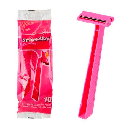 Super Max Twin Blade Disposable Razor - 10 Pack - Pink