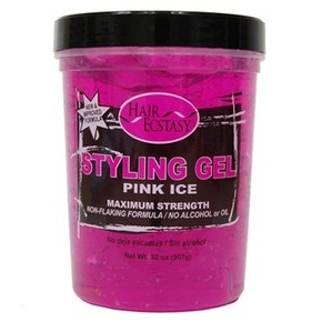 HAIR ECSTASY STYLING GEL 32OZ PINK ICE MAXIMUM STRENGTH