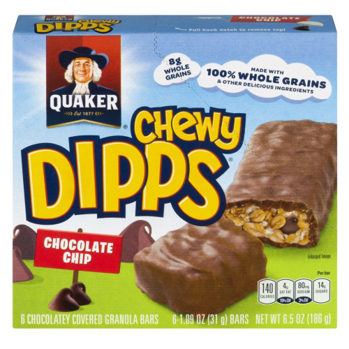 Quaker Chewy Dipps Chocolate Chip - 8 Bars
