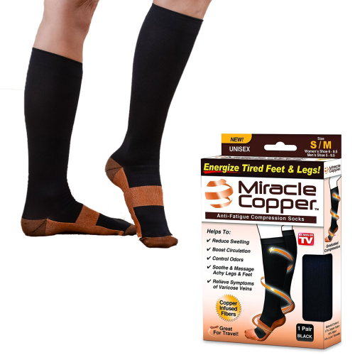 Miracle Copper Anti-Fatigue Copper Infused Compression Socks, As Seen on TV