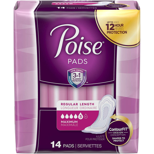 Poise Maximum Absorption Pads with Non-Drip Sides, 14 Count