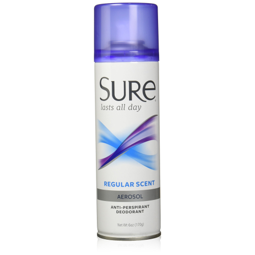 Sure Anti-Perspirant Deodorant Aerosol Spray Regular Scent 6 oz