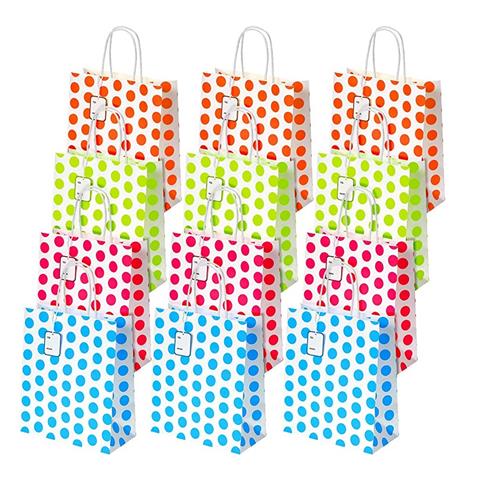 Dotted Gift bags, Assorted Colors 12.5×10.25"