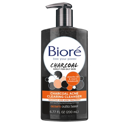 Biore Charcoal Acne Clearing Cleanser, 6.77 Fl Oz