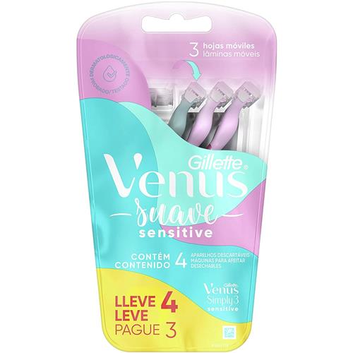 Gillette Venus Suave Sensitive Disposable Shaver - 4 Units
