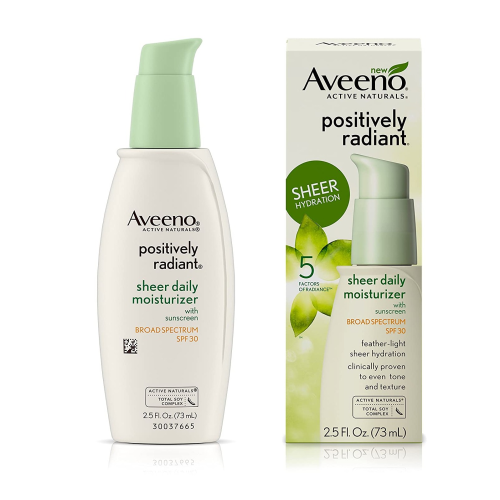 AVEENO Positively Radiant Sheer Daily Moisturizing Lotion for Dry Skin with SPF 30 2.5 oz