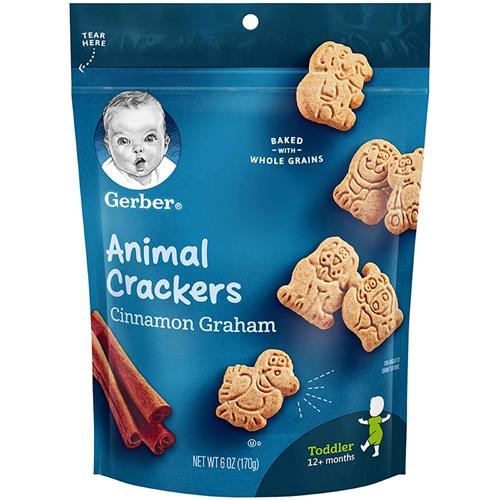 Gerber Graduates Animal Crackers Pouch, Cinnamon Graham, 6 Ounce