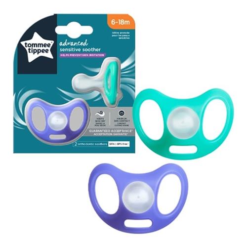 Tommee Tippee Closer To Nature Sensitive Silicone Pacifiers with Perfect Fit for 6-18 Months - 2 Pcs
