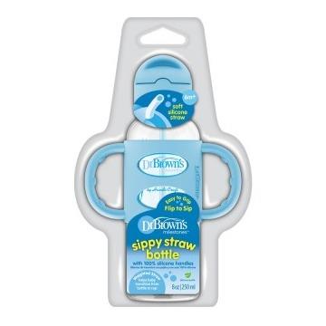 Dr. Brown’s Milestones Sippy Straw Bottle With Silicone Handles, 250 ml