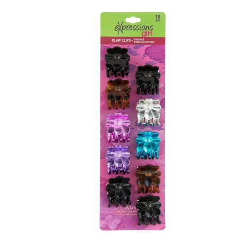 Expressions 10Pc Shiny Metallic Flower Claw Clips