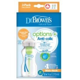 Dr Browns Options+ Wide Neck 270ml Feeding Bottle 2 Pack