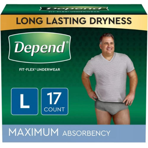 Depend FIT-FLEX Incontinence Underwear for Men - Maximum Absorbency - Gray