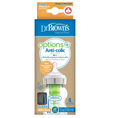 Dr Brown's 150ml Options Glass Baby Bottle Wide Neck
