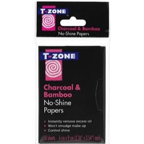 T-Zone Charcoal & Bamboo No Shine Papers 50 Sheets