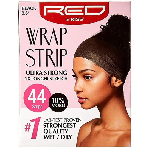 Kiss Wrap Strip, Ultra Strong 2X Longer Stretch, 44 Strips, Black-3.5"