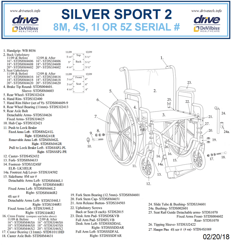 Drive Silver Sport 2 Wheelchair 16″