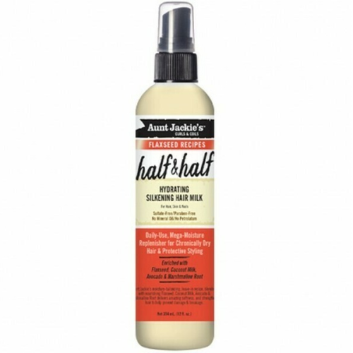 AUNT JACKIE'S FLAXSEED RECIPES HALF & HALF HYDRATING SILKENING HAIR MILK 12 OZ