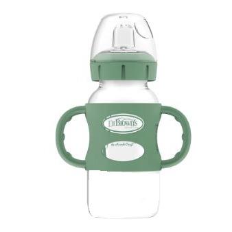 Dr Brown's Milestones Wideneck 6M+ Sippy Spout Bottle With 100% Silicone Handles 9oz - Green