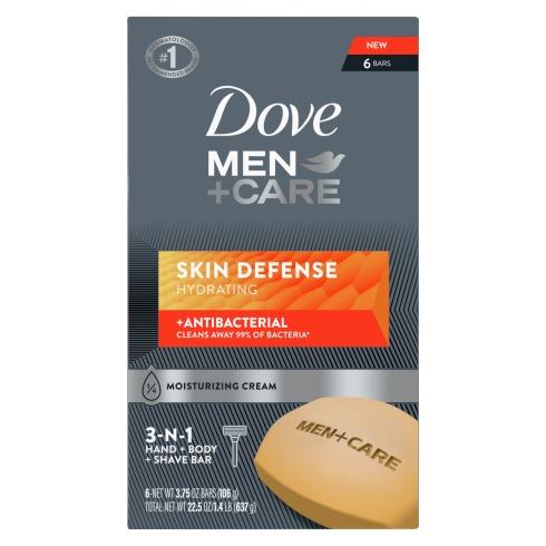 Dove Men + Care, 3-In-1 Hand + Body + Shave Bar Skin Defense 2 Bars 7.5oz