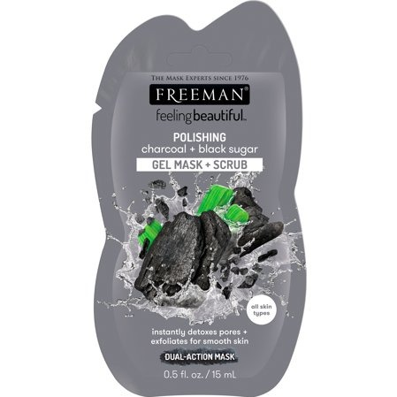 Freeman Polishing Gel Face Mask+ Scrub Charcoal + Black Sugar, 0.05 FL OZ