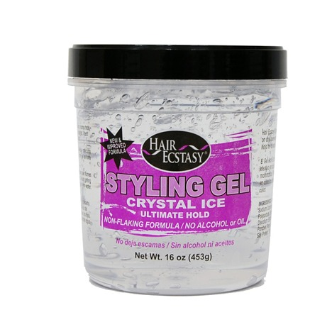 HAIR ECSTASY STYLING GEL 16OZ CRYSTAL ICE ULTIMATE STRENGTH