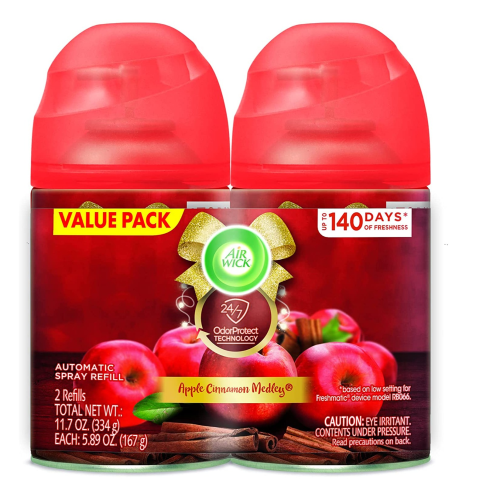 Air Wick Pure Freshmatic 2 ct, Apple Cinnamon Medley, Odor Neutralization, Packaging May Vary